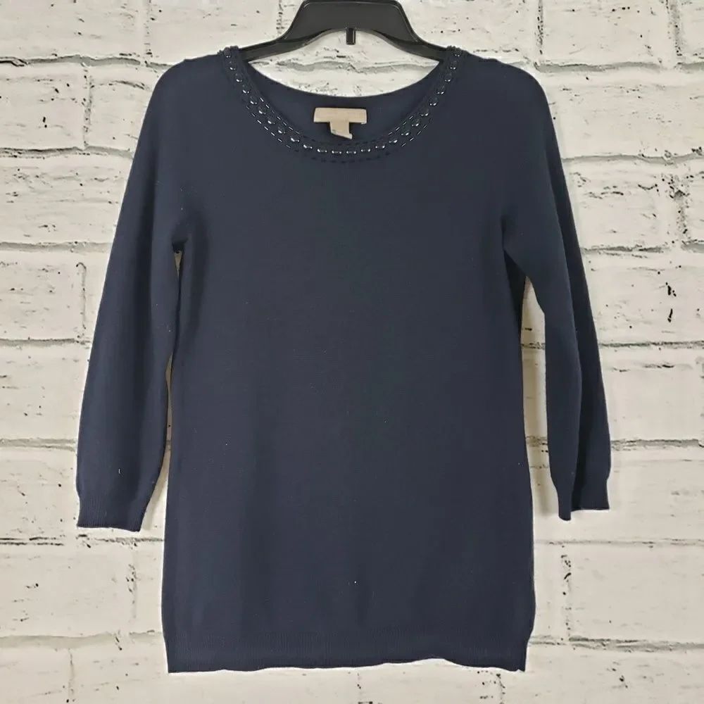 Banana republic embellished 3/4 sleeve sweate